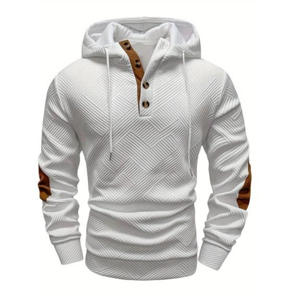 NWT Men's White Hooded Cardigan Multiple Sizes - Brown Buttons